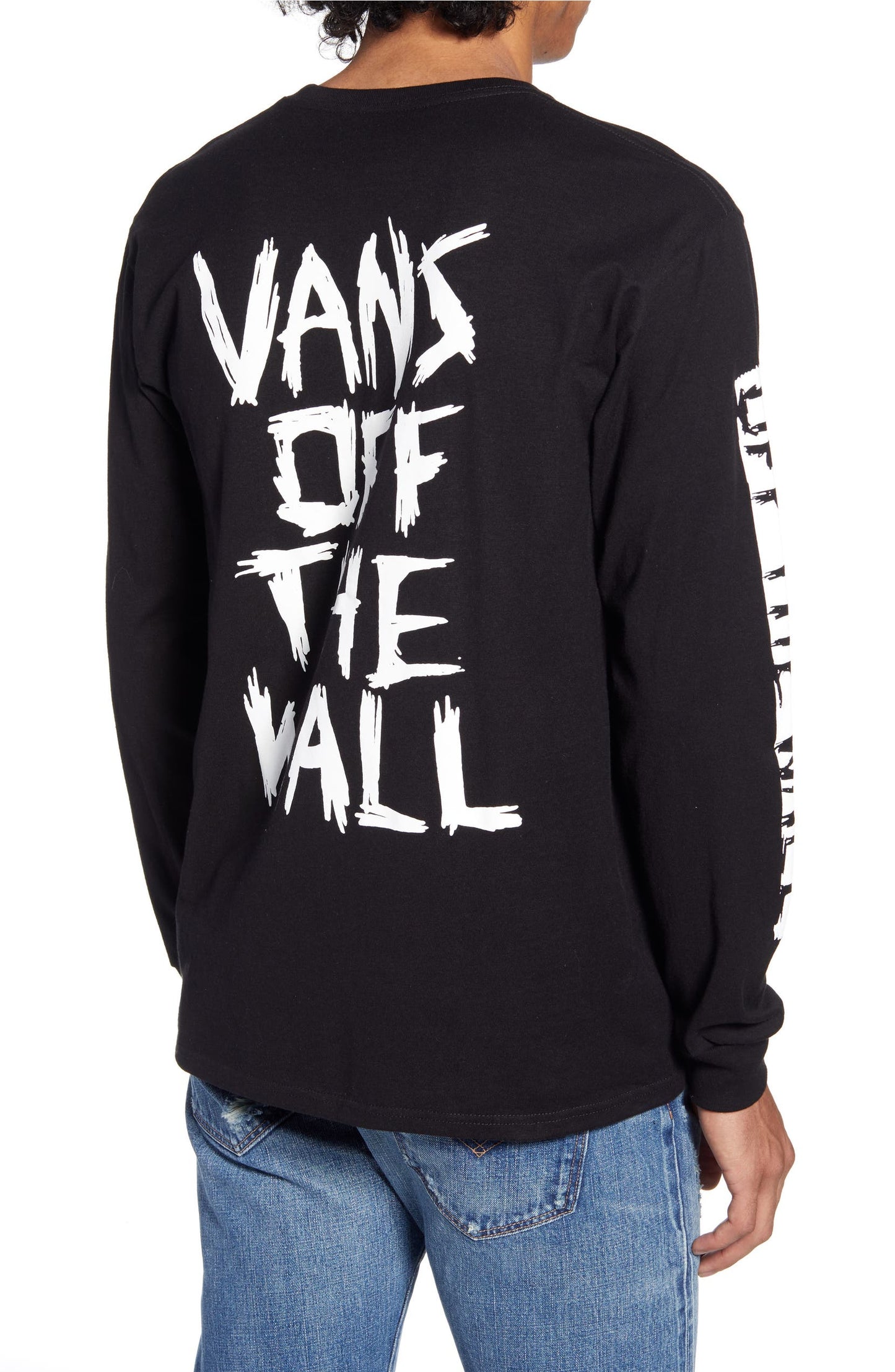 Vans Scratched Vans Long Sleeve T-Shirt, Black