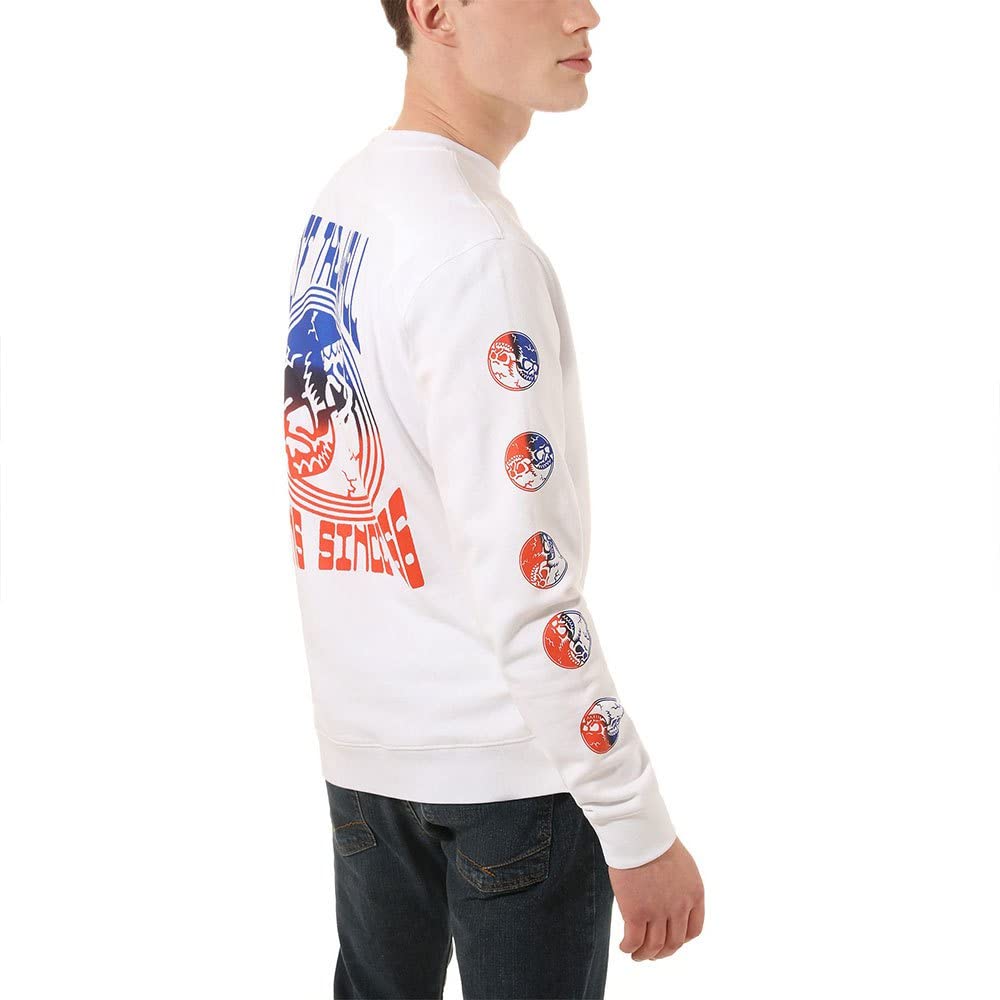 Vans Men's Long Sleeve T-Shirt, (Gradient Skull) White