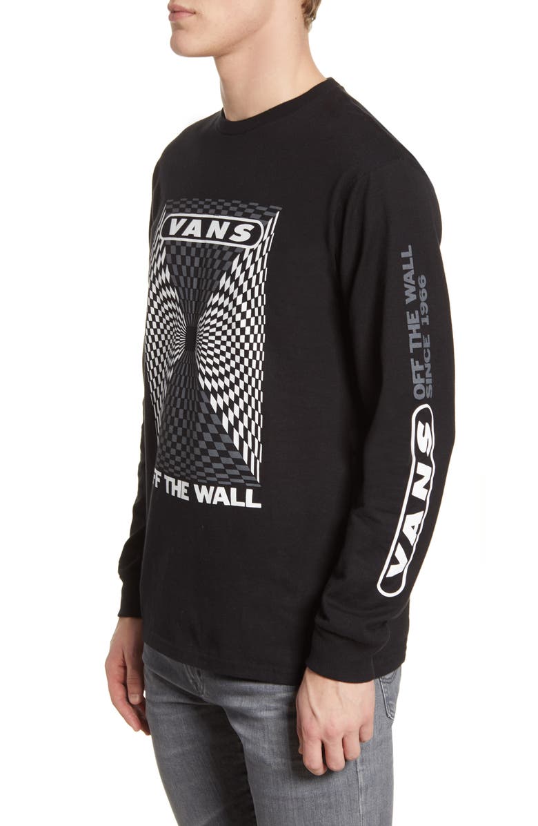Vans Men's Long Sleeve T-Shirt, (Kaleidoscope Checkerboard) Black