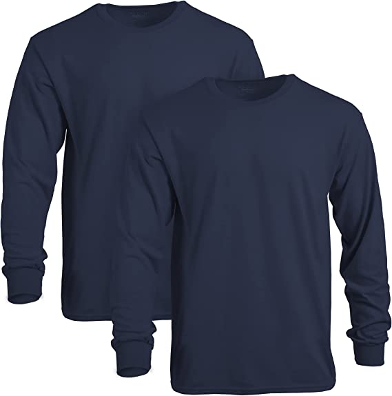Gildan Adult DryBlend Long Sleeve T-Shirt, (2 pack) Style G8400, Navy