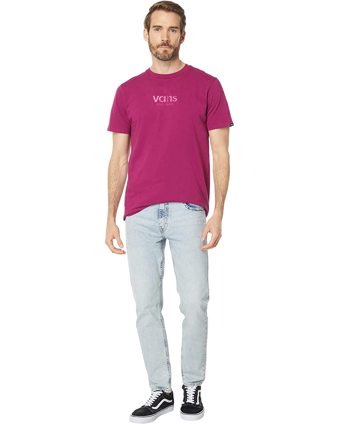 Vans Men's Short Sleeve Tee, (Washed) Raspberry Radiance