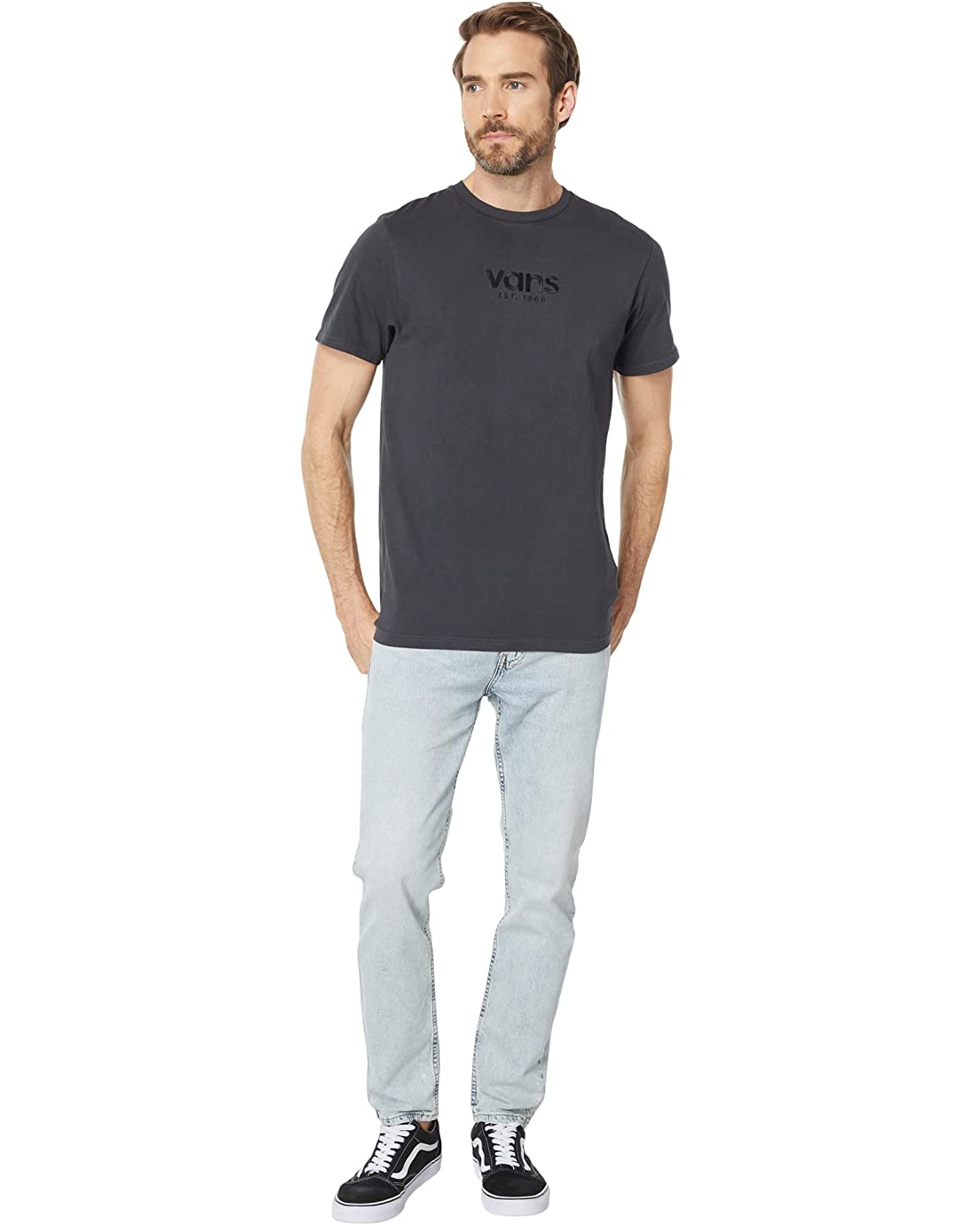 Vans Men's Short Sleeve Tee, (Washed) Black