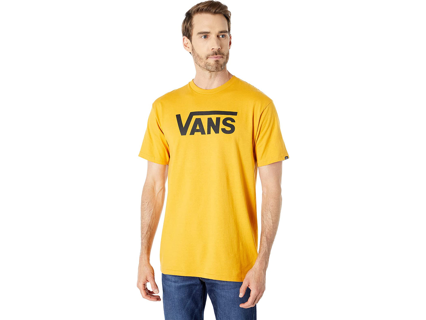Vans Men's Short Sleeve Tee, (Golden Glow) Black
