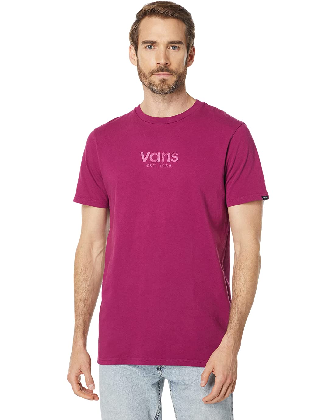 Vans Men's Short Sleeve Tee, (Washed) Raspberry Radiance