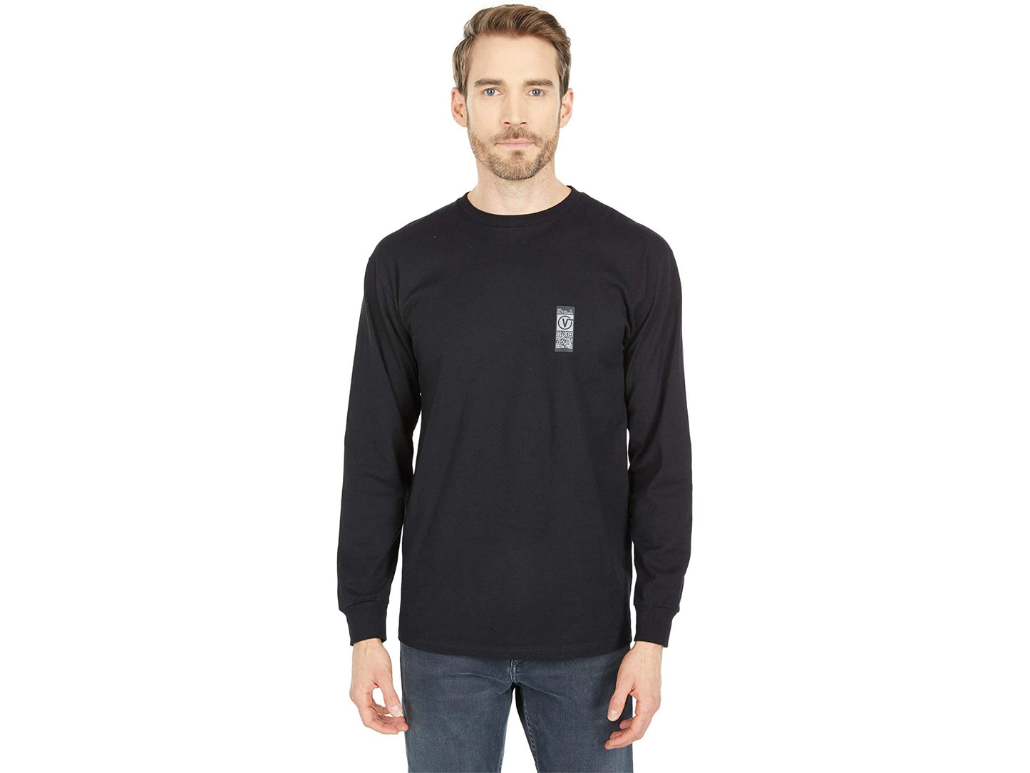 Vans Men's Long Sleeve Tee, (Quick Response) Black