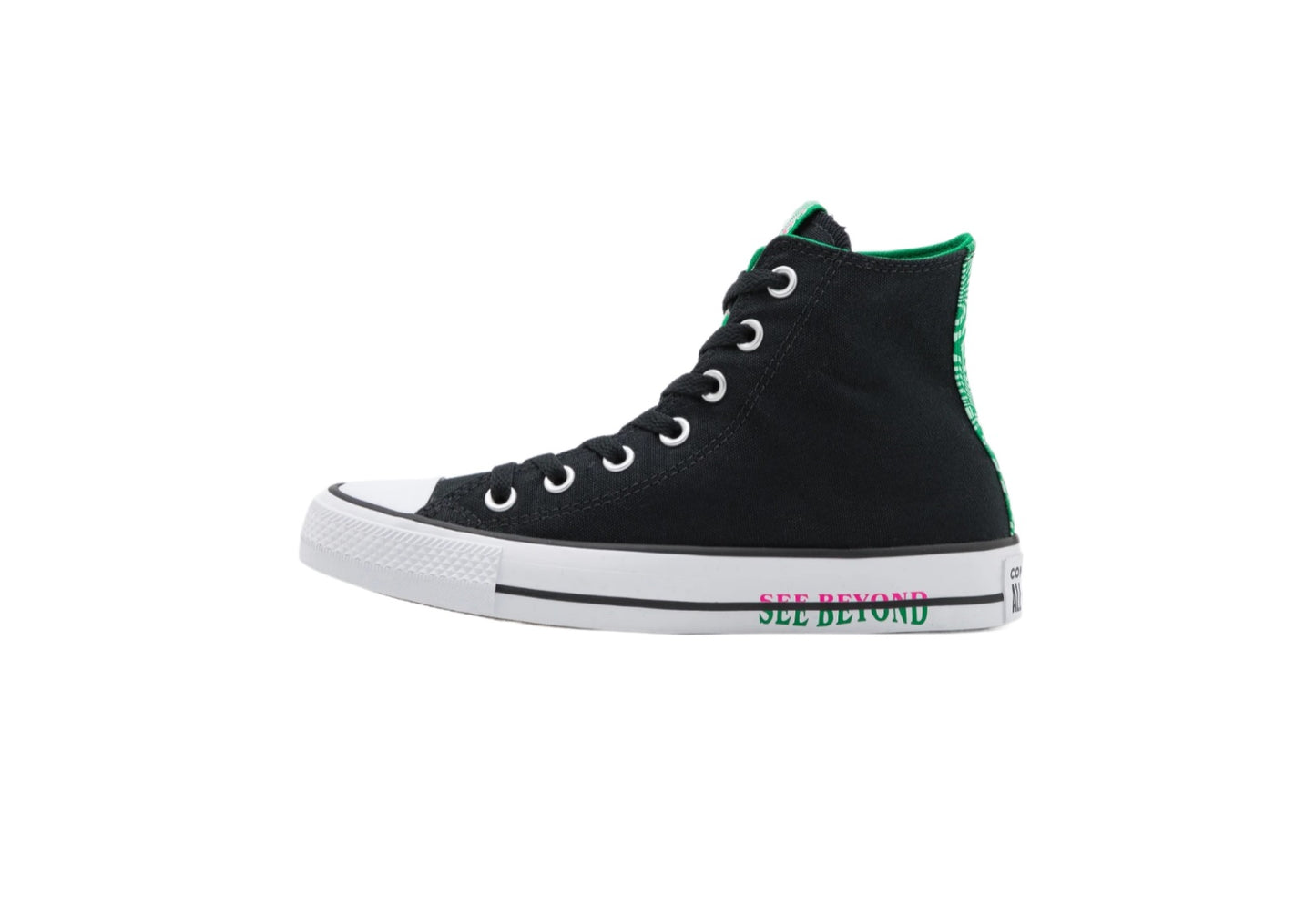 Converse Chuck Taylor All Star See Beyond High Top Canvas Sneaker, Black/Green/Prime Pink (Men)