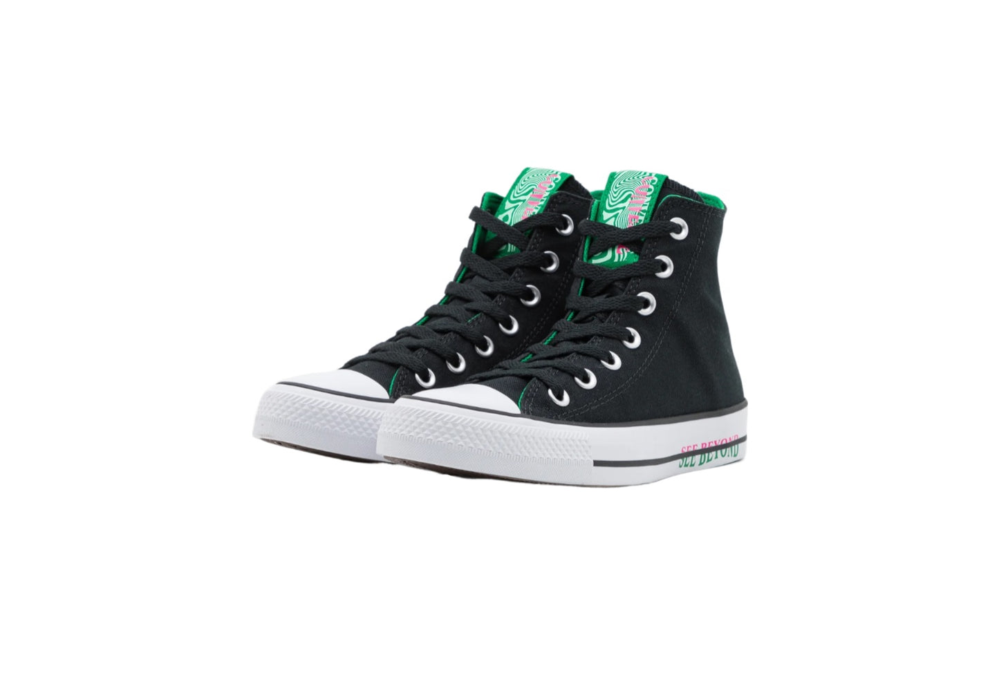 Converse Chuck Taylor All Star See Beyond High Top Canvas Sneaker, Black/Green/Prime Pink (Men)
