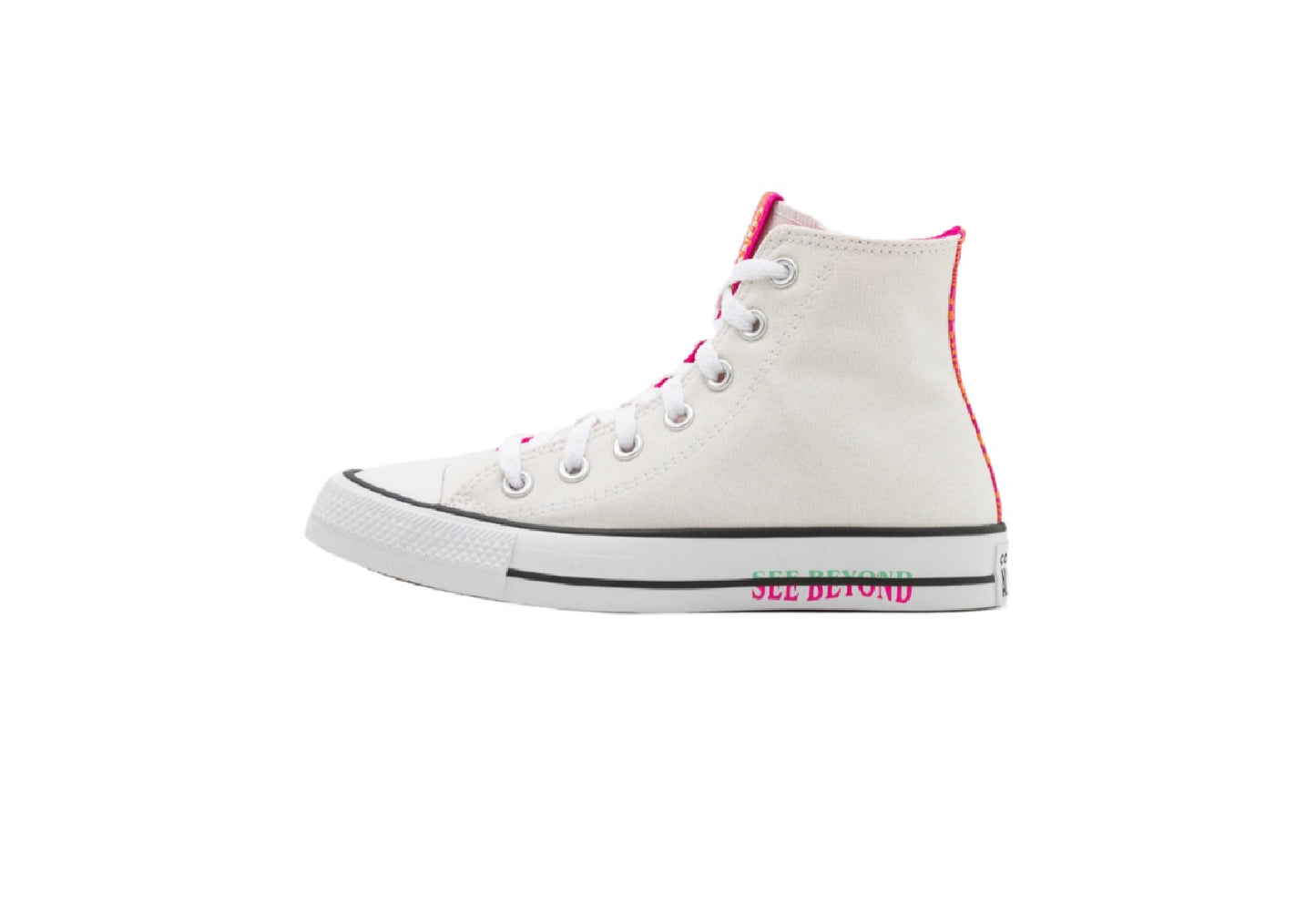 Converse Chuck Taylor All Star See Beyond High Top Canvas Sneaker, White/Prime Pink/Prism Green (Men)