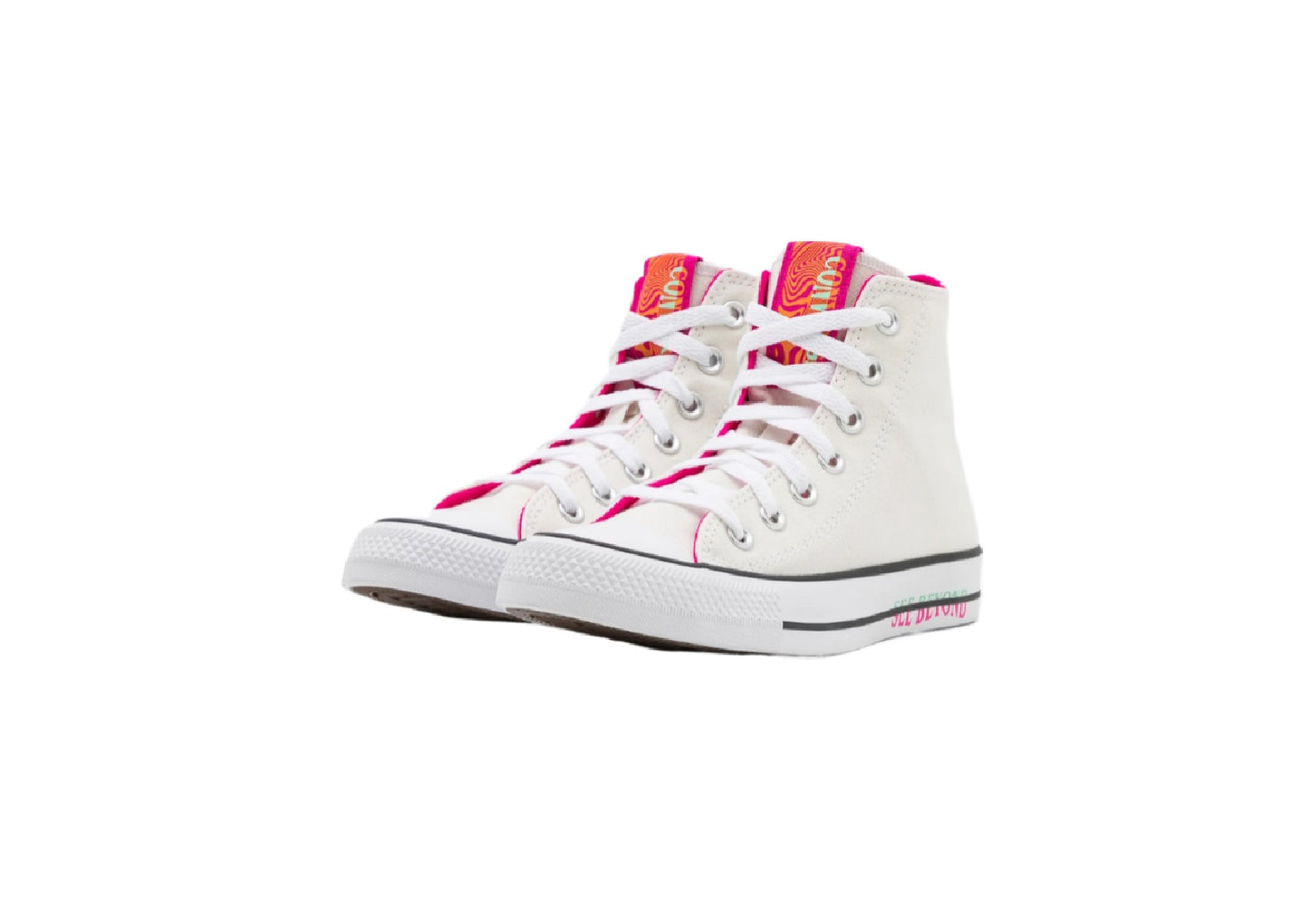 Converse Chuck Taylor All Star See Beyond High Top Canvas Sneaker, White/Prime Pink/Prism Green (Men)