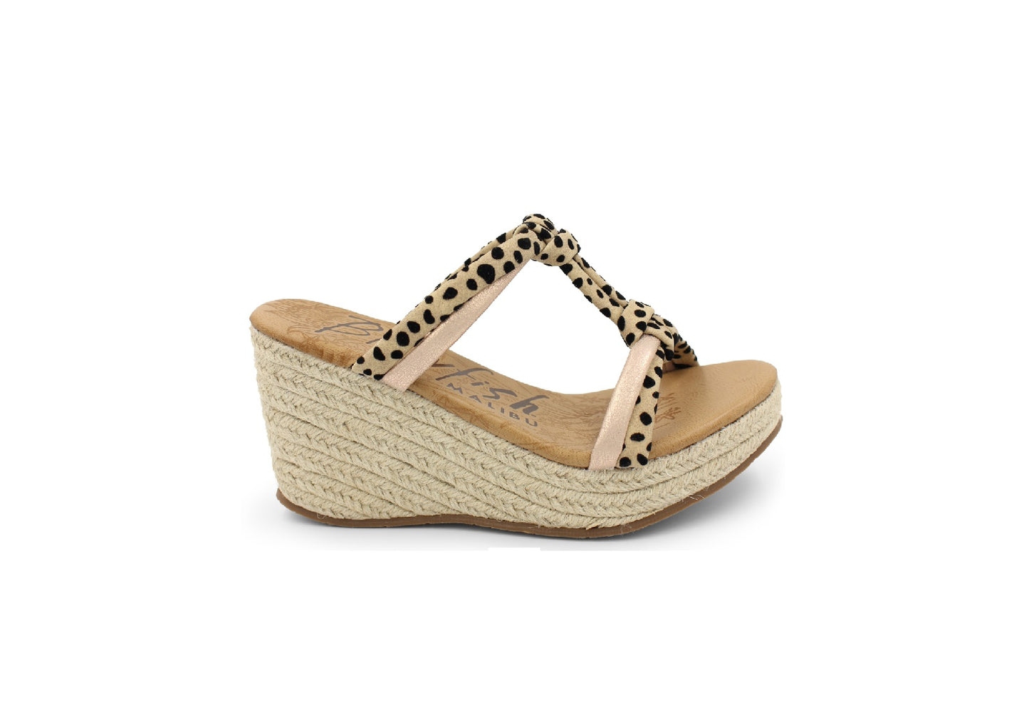 Blowfish Malibu Women's Purru Rope Sandals, Sand Pixie Leopard/Rosegold Meteorite
