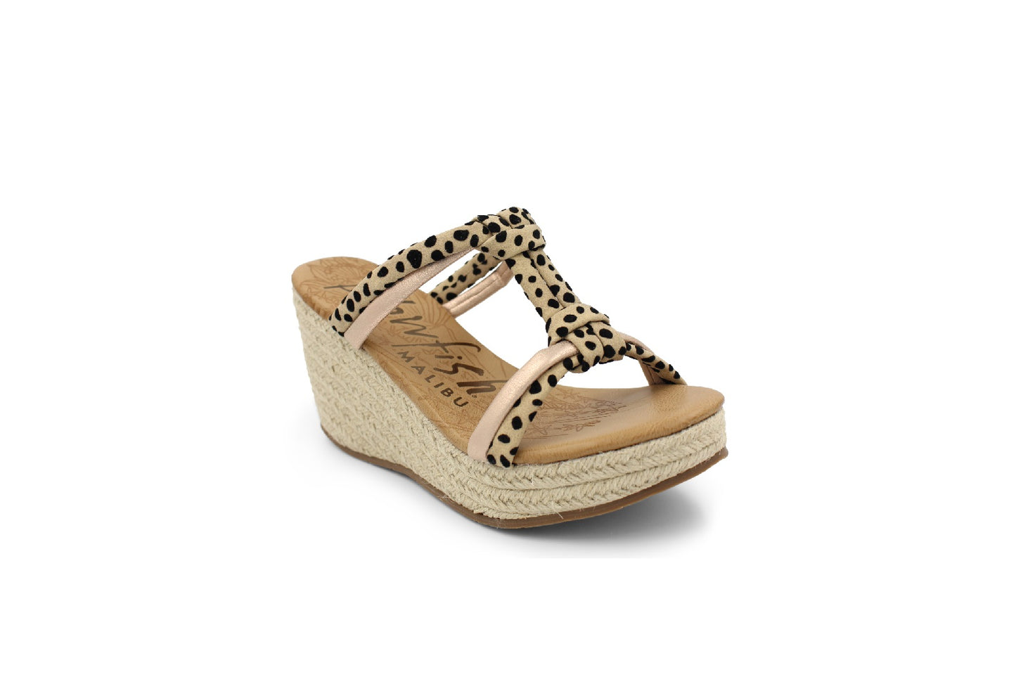 Blowfish Malibu Women's Purru Rope Sandals, Sand Pixie Leopard/Rosegold Meteorite