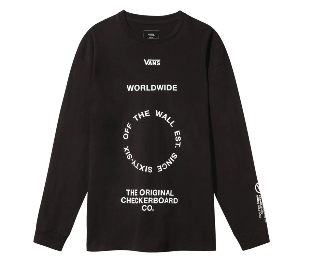 Vans Men's Long Sleeve T-Shirt, (Distortion) Black