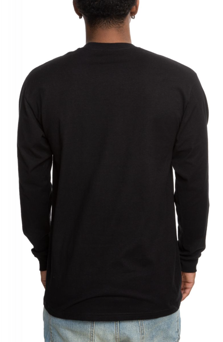 Vans Men's Long Sleeve T-Shirt, (Distortion) Black