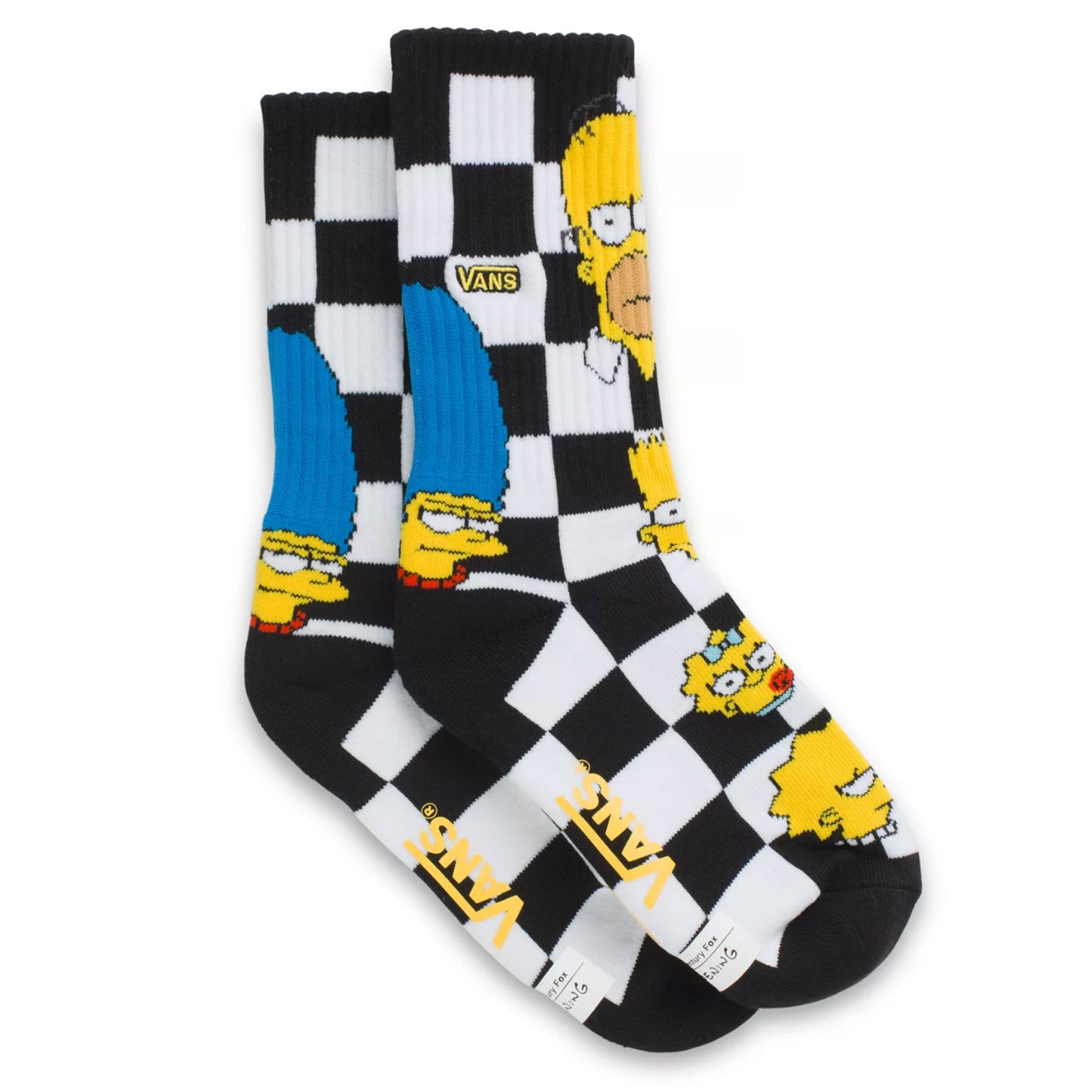 Vans Men's Crew Socks, (The Simpson) Black/White Checker