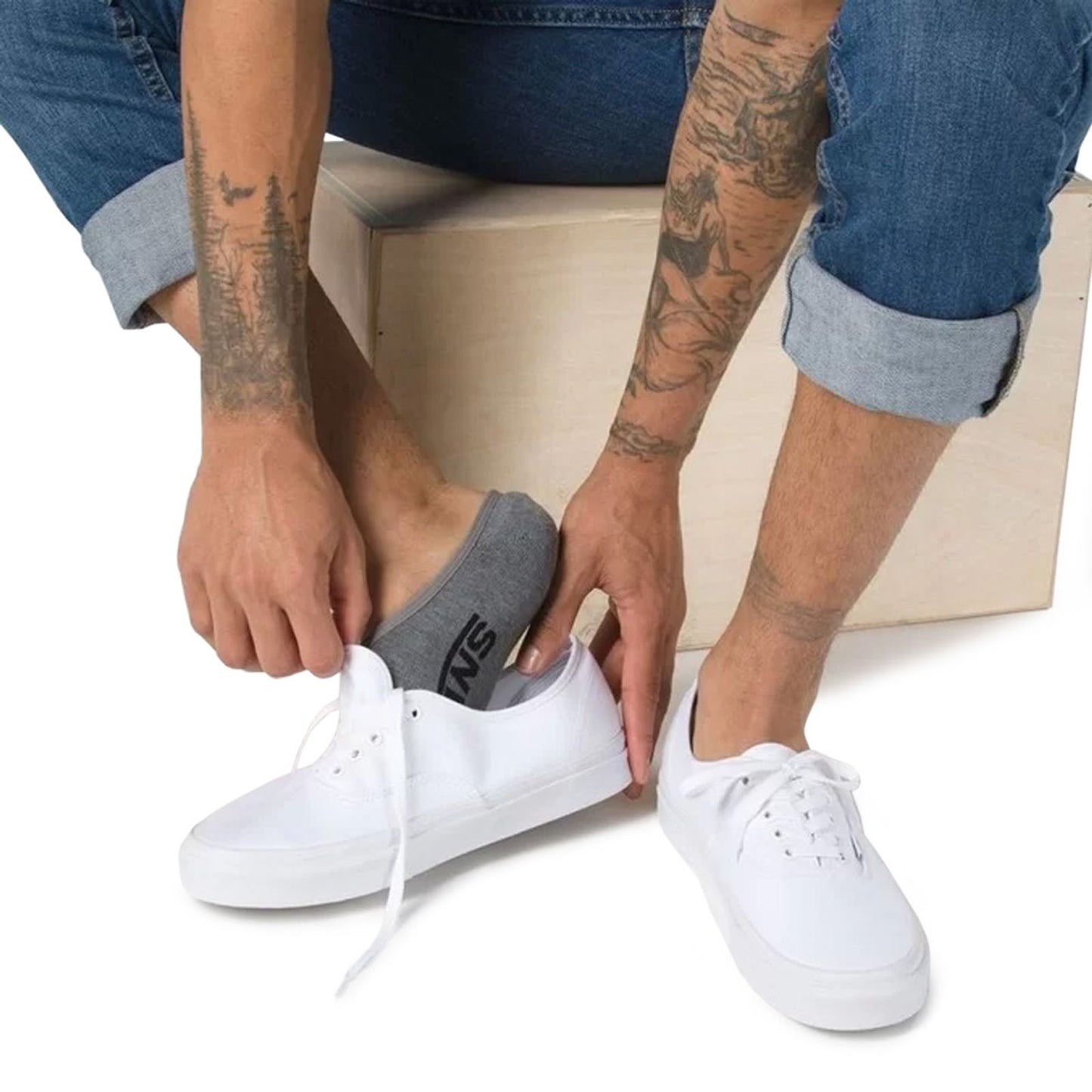 Vans Men's Classic Super No Show Socks 3 Pack, Heather Grey