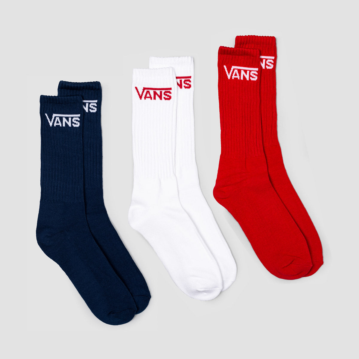 Vans Mens Classic Crew Socks, Dress Blue/Chili Pepper