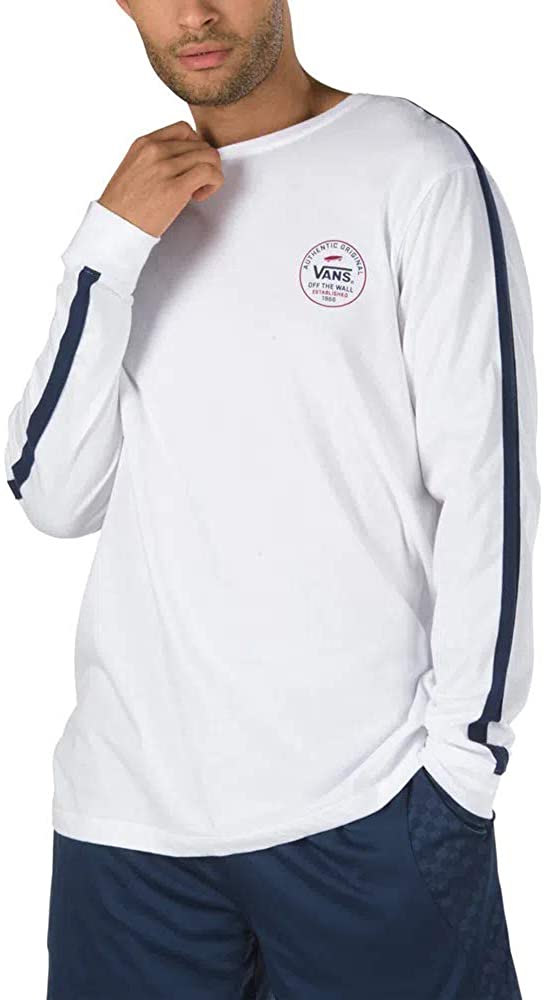 Vans Men's Long Sleeve T-Shirt, (The Striker) White