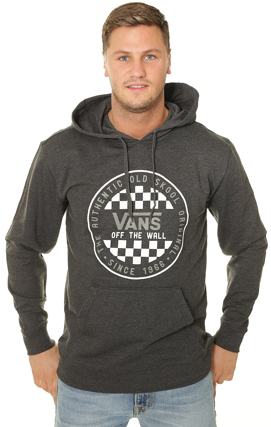 Vans Men OG Checker Pullover Hoodie, Black/Heather