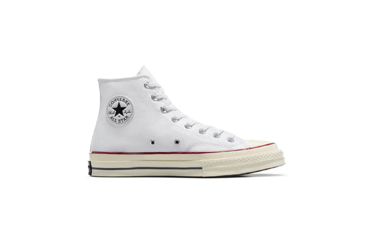 Converse Chuck 70 High Top Vintage Canvas Sneaker, White/White/Garnet/Egret (Women)