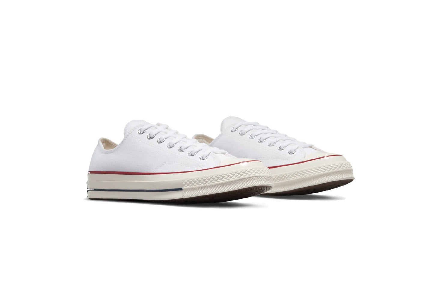 Converse Chuck 70 Low Top Vintage Canvas Sneaker, White/Garnet/Egret (Women)