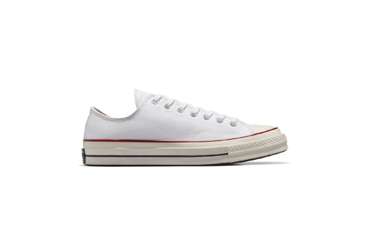 Converse Chuck 70 Low Top Vintage Canvas Sneaker, White/Garnet/Egret (Women)