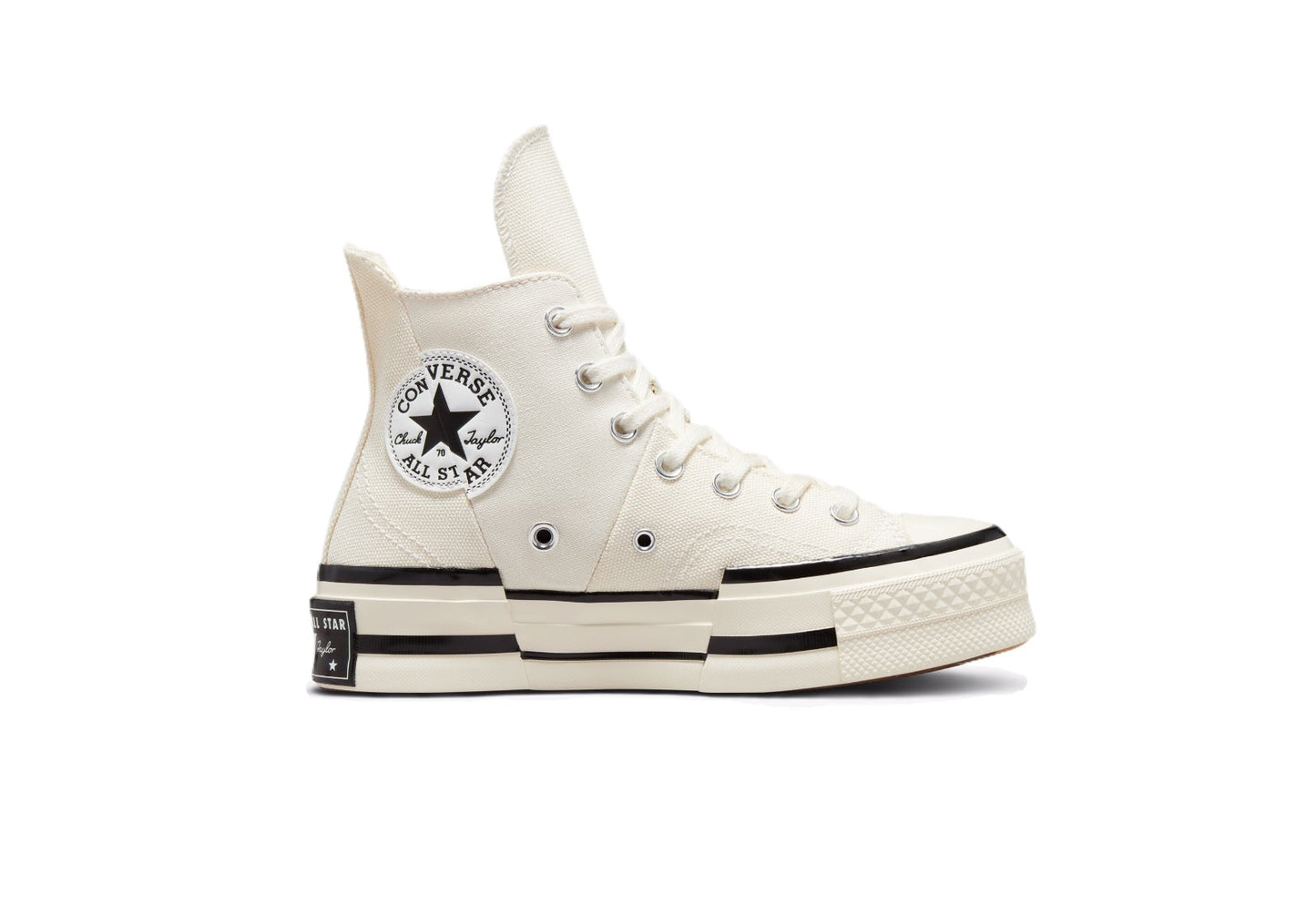Converse Chuck 70 Plus Platform High Top Canvas Sneaker, Egret/Black/Egret (Women)