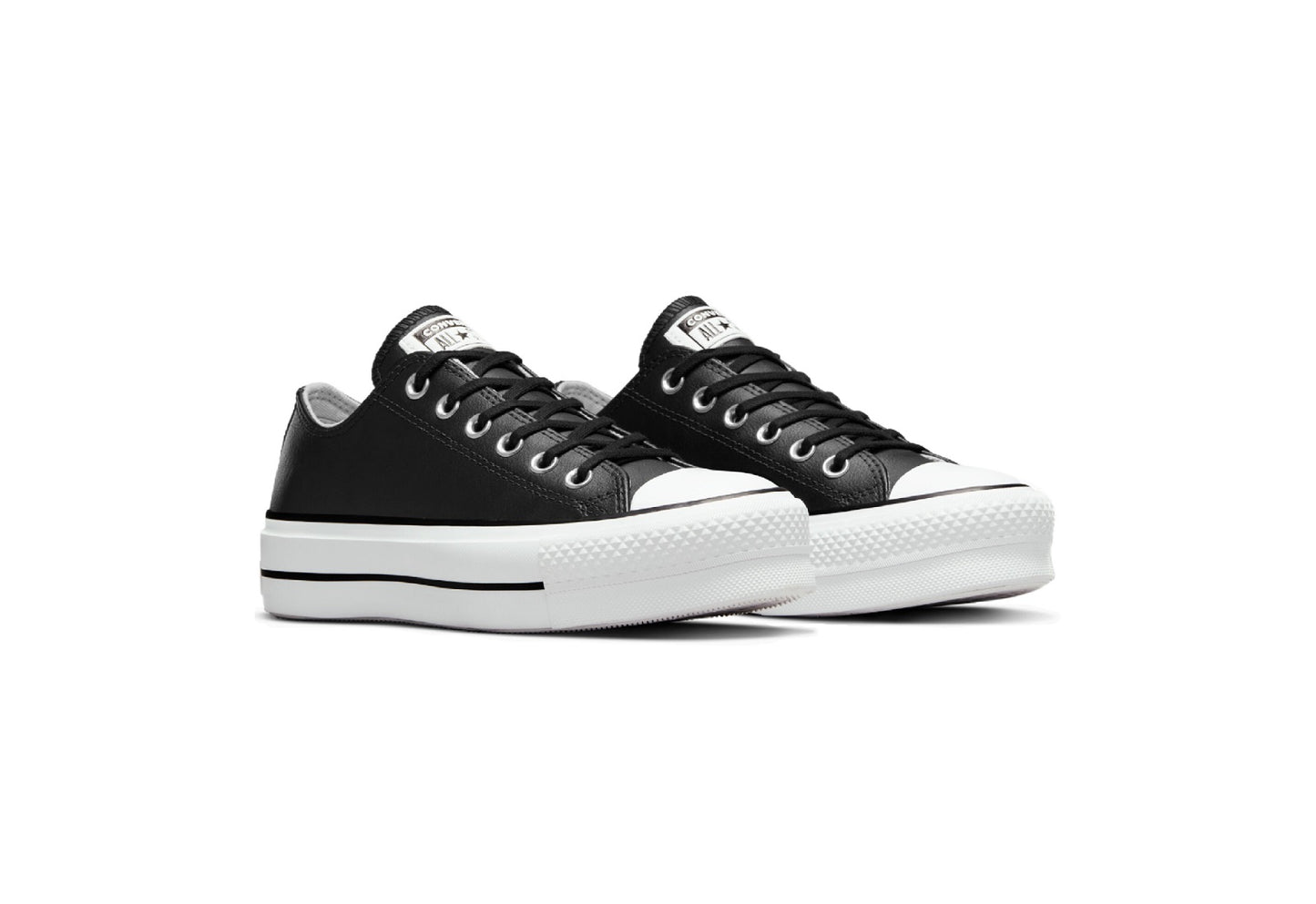 Converse Women's Chuck Taylor All Star Lift Platform Low Top Leather Sneaker, Black/Black/White