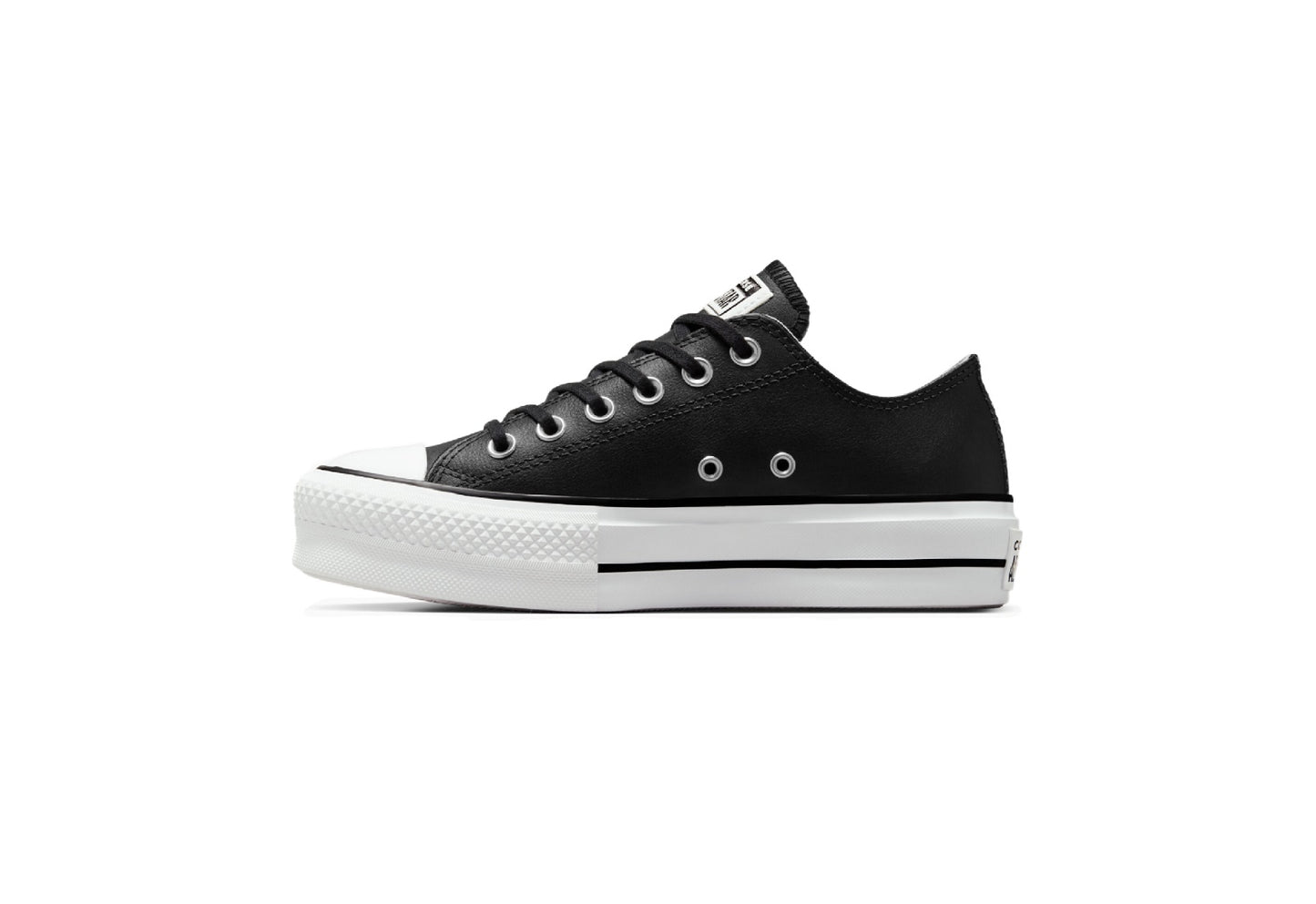 Converse Women's Chuck Taylor All Star Lift Platform Low Top Leather Sneaker, Black/Black/White