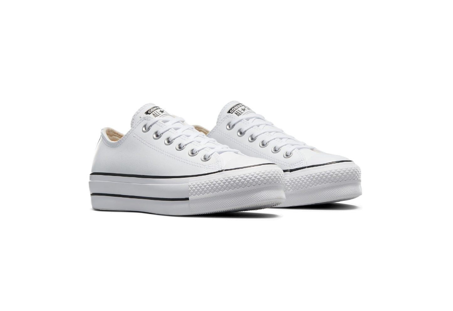 Converse Women's Chuck Taylor All Star Lift Platform Low Top Leather Sneaker, White/Black/White