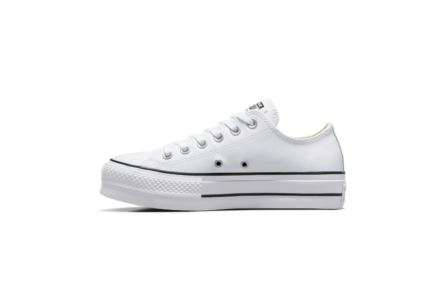 Converse Women's Chuck Taylor All Star Lift Platform Low Top Leather Sneaker, White/Black/White