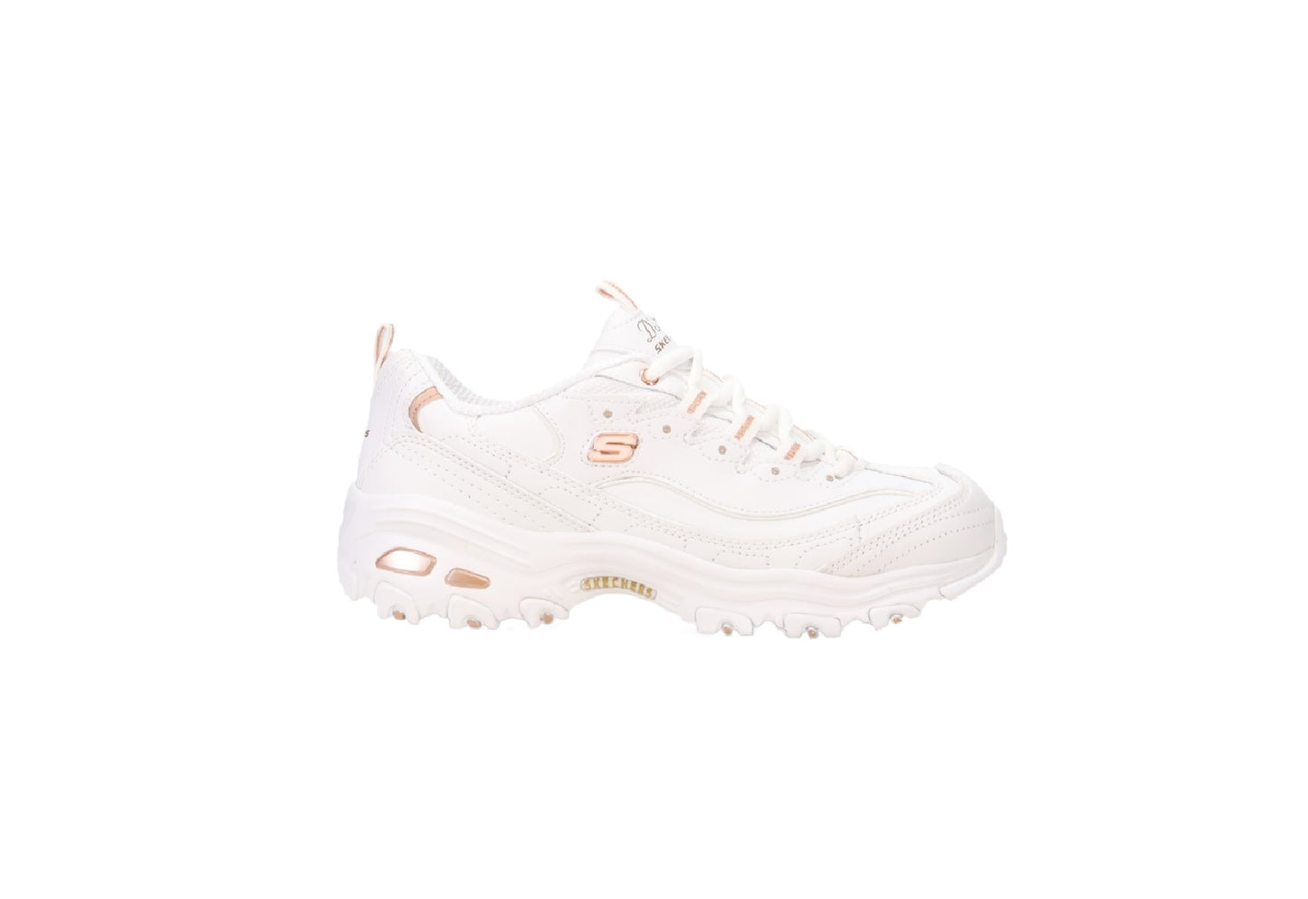 Skechers Women's D'Lites Fresh Start, White/Rose Gold