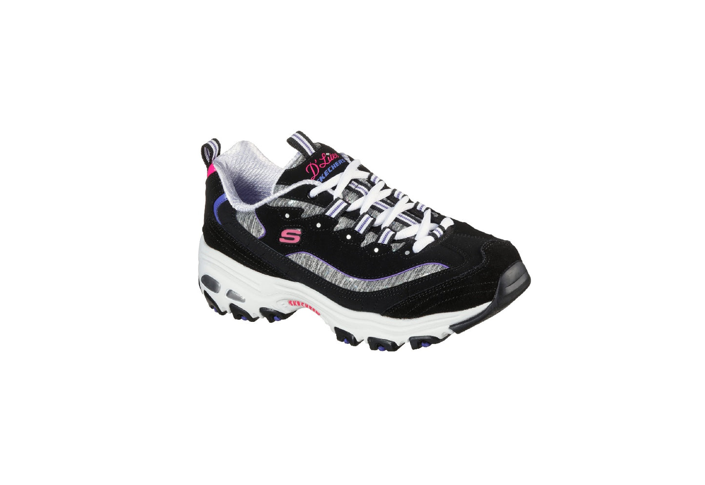 Skechers Women's D'Lites Sparkling Rain, Black/Purple