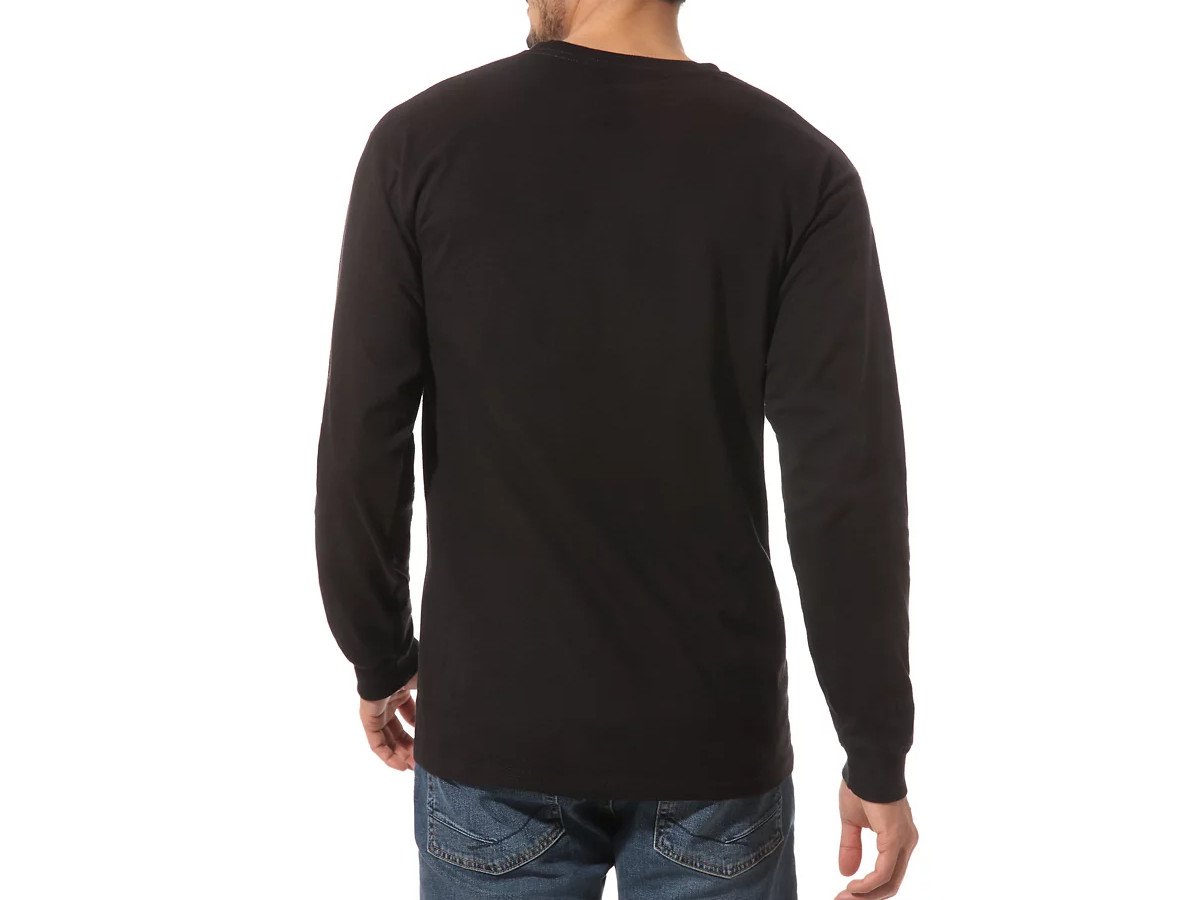 Vans Men Left Chest Hit Long Sleeve T-Shirt, Black/Sulphur Spring