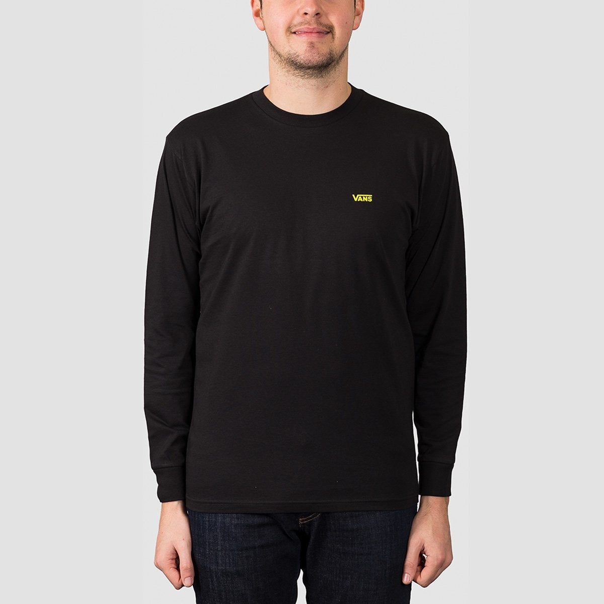 Vans Men Left Chest Hit Long Sleeve T-Shirt, Black/Sulphur Spring