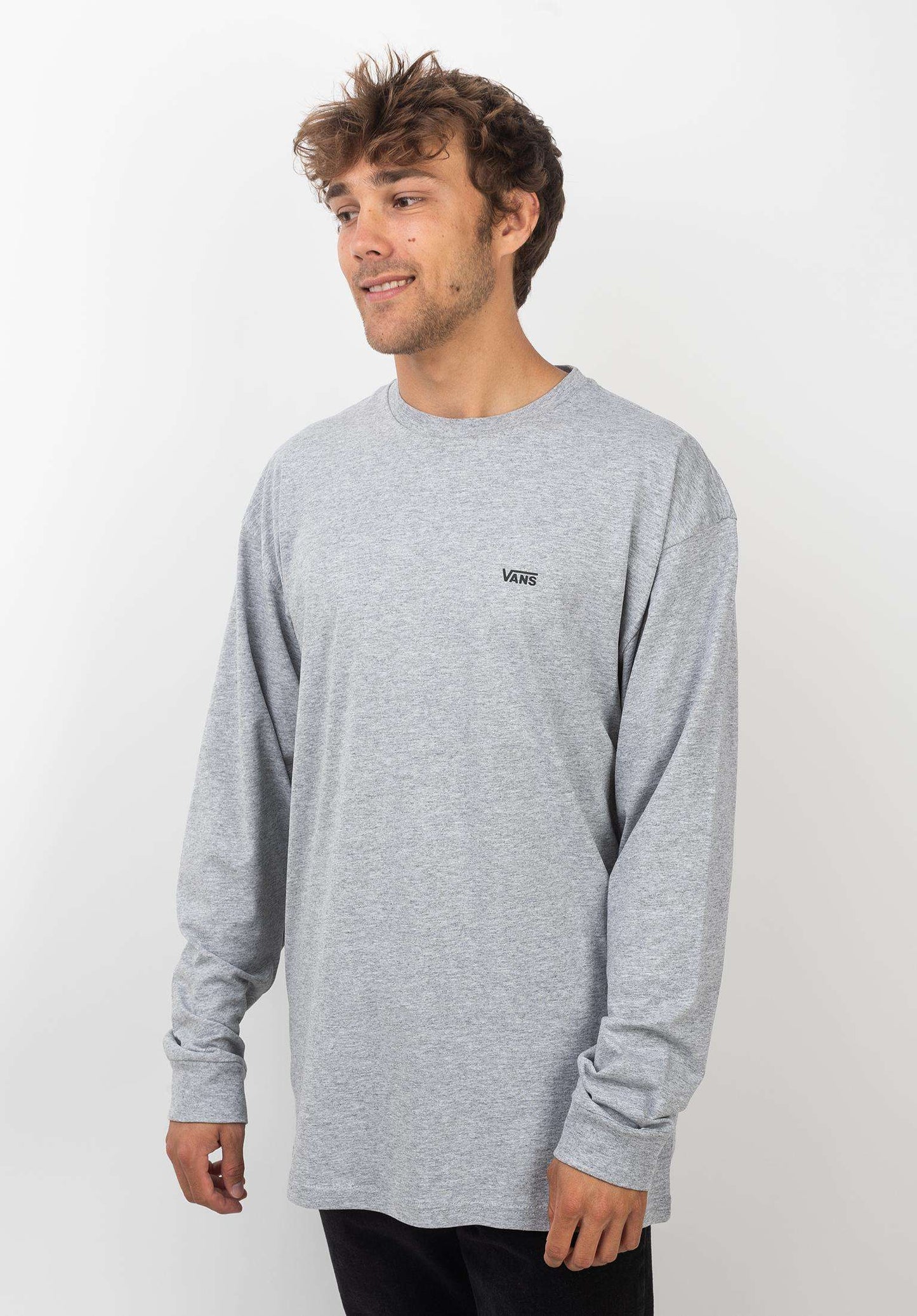 Vans Men Left Chest Hit Long Sleeve T-Shirt, Ash Heather