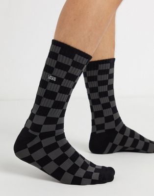 Vans Men's Crew Socks, Black/Charcoal Checkerboard