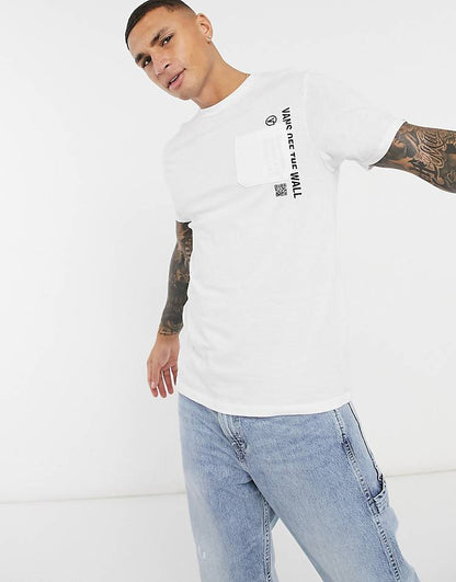 Vans Men's Pocket Short Sleeve Tee, (Quick Response) White