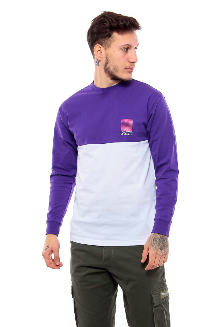 Vans Men's Long Sleeve T-Shirt, (Retro Sport Colorblock) White/Heliotrop