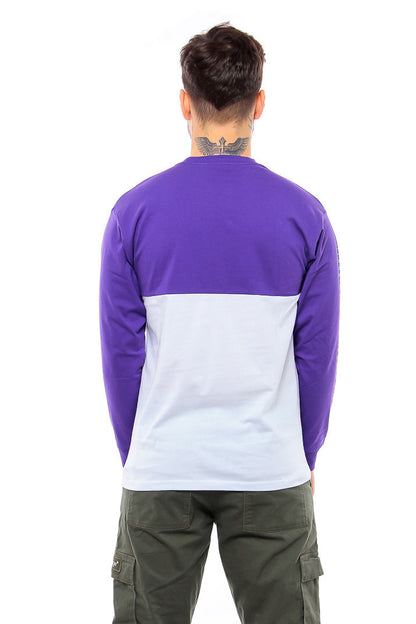 Vans Men's Long Sleeve T-Shirt, (Retro Sport Colorblock) White/Heliotrop