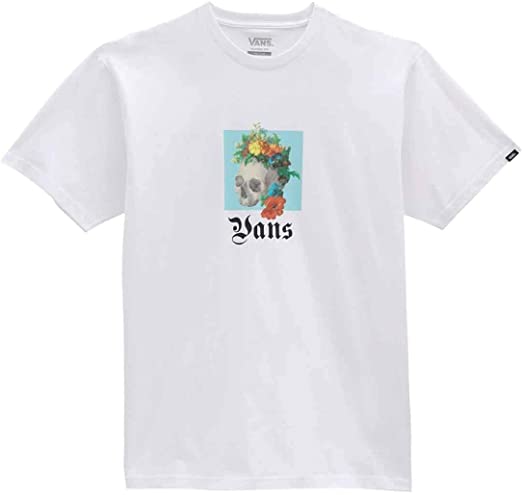 Vans Men's Classic Short Sleeve Tee, (Death Blooms) White