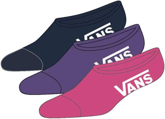 Vans Men's Classic Super No Show Socks 3 Pack, Multi Fuchsia Purple