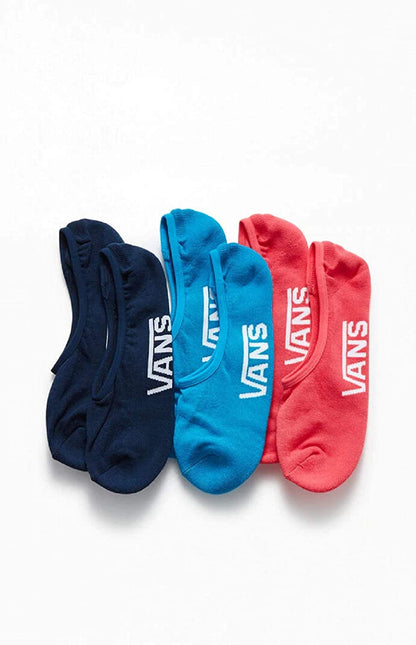 Vans Men's Classic Super No Show Socks 3 Pack, Multi Blue Jewel