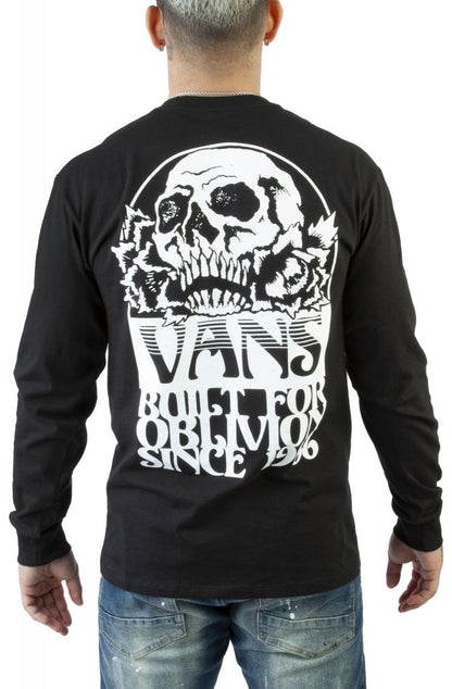 Vans Men's Long Sleeve T-Shirt, (Oblivion Skull) Black