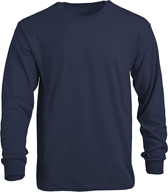 Gildan Men's Heavy Cotton Long Sleeve T-Shirt 2-Pack - Style G5400, 2XL, Navy & Carolina Blue