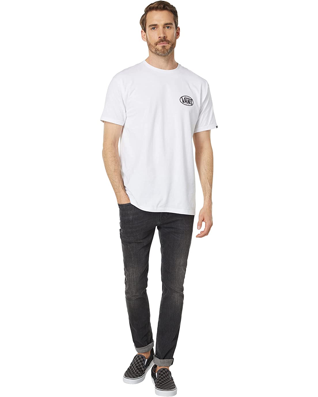 Vans Men's Classic Short Sleeve Tee, (Sketch Drop V) White