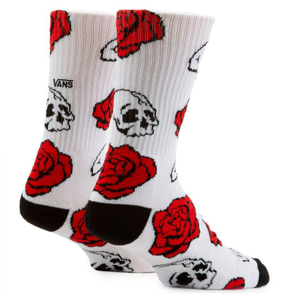 Vans Rhodes Crew Socks, White Skull Roses