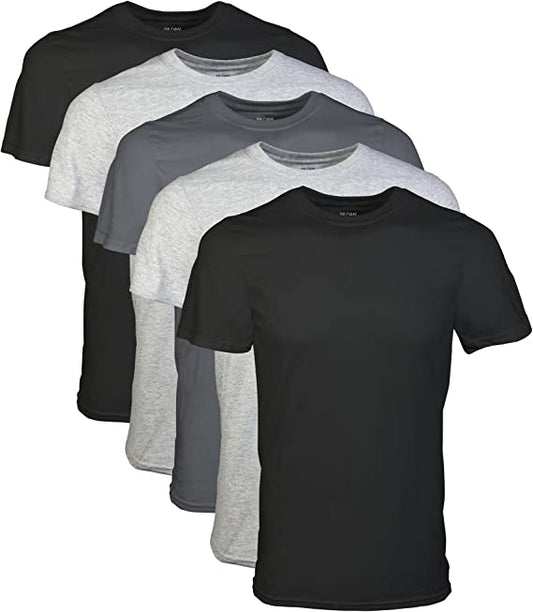 Gildan Men's Crew T-Shirts, (6 pack) Multipack, Style G1100, Blk/Wht/Char