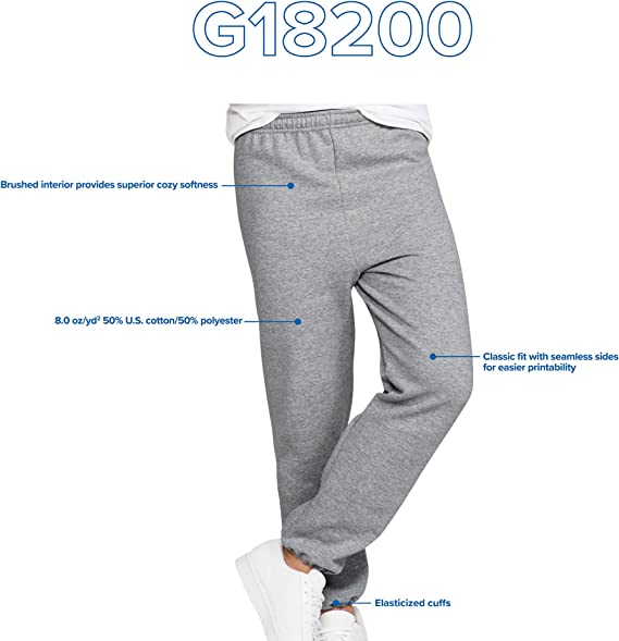 Gildan Adult Fleece Elastic Bottom Sweatpants, Style G18200, Black