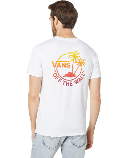 Vans Men's Short Sleeve Tee, (Dual Palm III) White/Dusty Rose