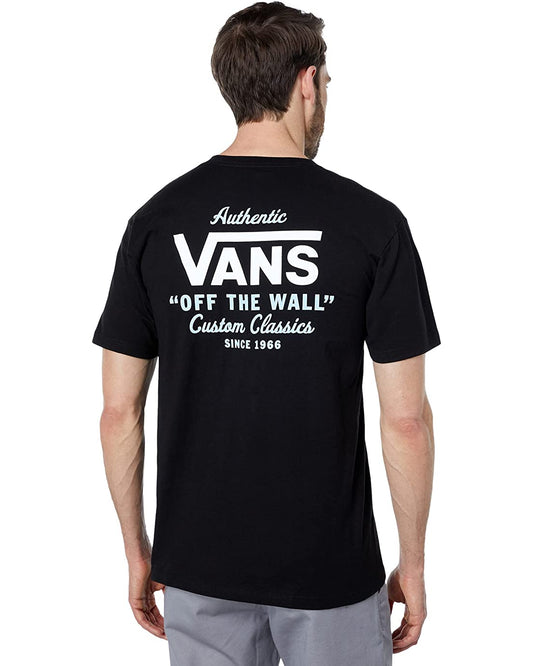 Vans Men's Classic Short Sleeve Tee, (Holder St) Black/Aquatic/White